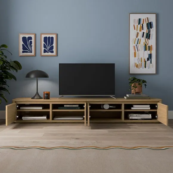 Super Wide TV Unit with Storage - Light Oak