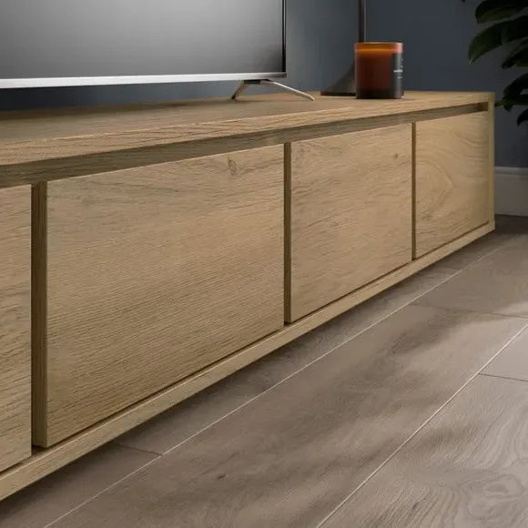 Super Wide TV Unit with Storage - Light Oak