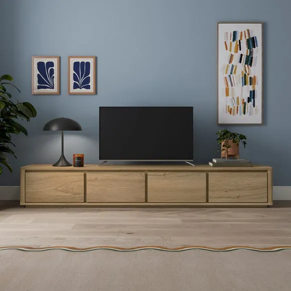 Super Wide TV Unit with Storage - Light Oak image