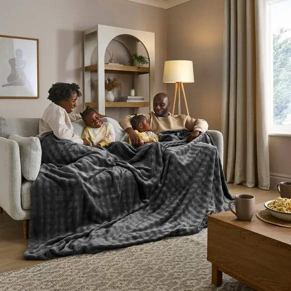 Supersize Bubble Fleece Throw - Graphite, Polyester