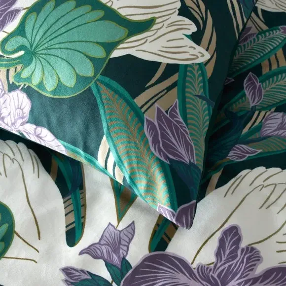 Swan Duvet Cover Set - Green, Velour