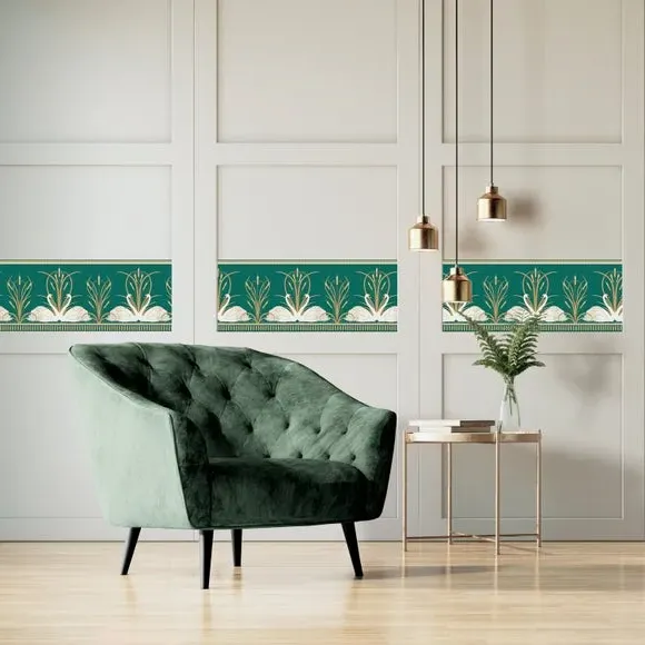 Swan Frieze Wallpaper Border - Blue