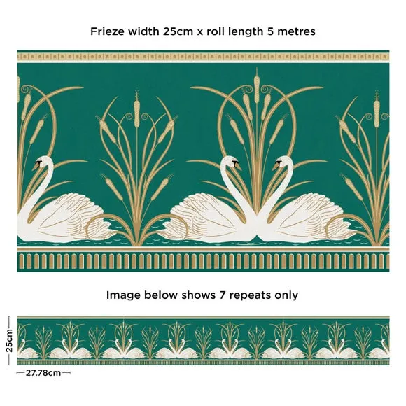 Swan Frieze Wallpaper Border - Blue