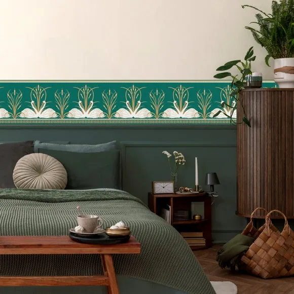 Swan Frieze Wallpaper Border - Blue image
