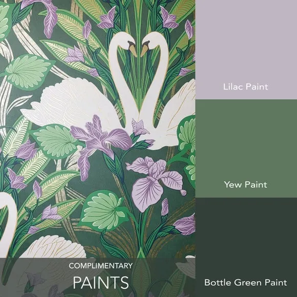 Swan Wallpaper Art Deco Style - Multicolor