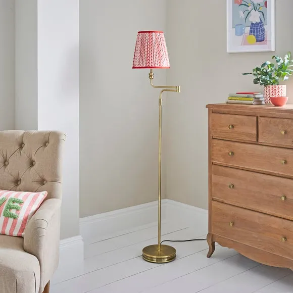Swing Arm Floor Lamp - Red, Brass Plated