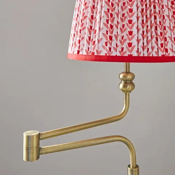 Swing Arm Floor Lamp - Red, Brass Plated