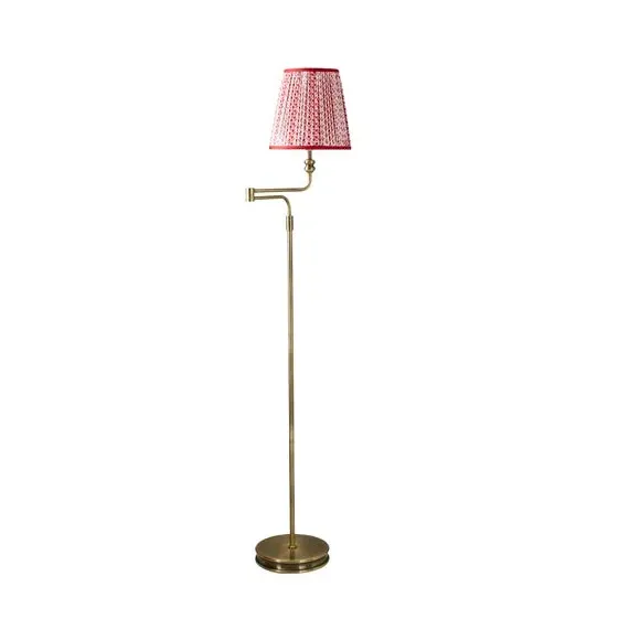 Swing Arm Floor Lamp - Red, Brass Plated