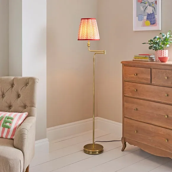 Swing Arm Floor Lamp - Red, Brass Plated image