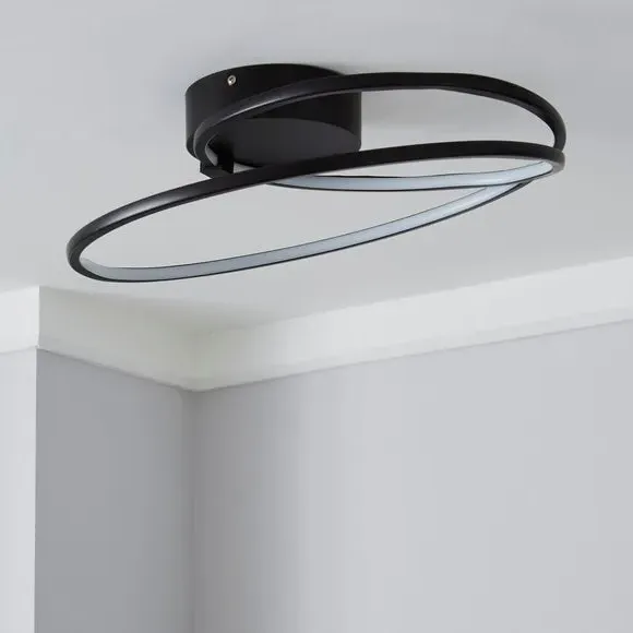Swirl Flush Ceiling Light LED - Black