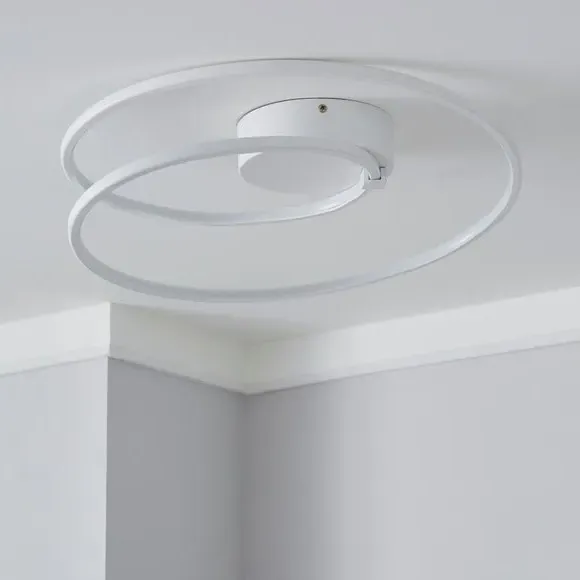 Swirl Flush Ceiling Light LED - White
