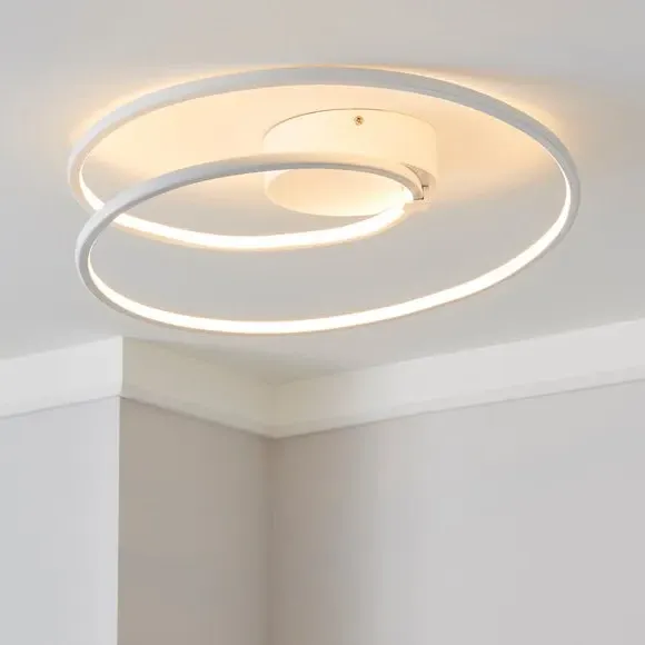 Swirl Flush Ceiling Light LED - White
