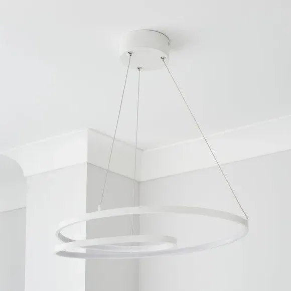 Swirl Hoop Semi Flush Ceiling Light - White, LED