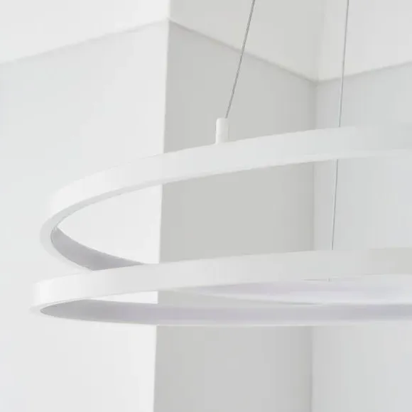 Swirl Hoop Semi Flush Ceiling Light - White, LED