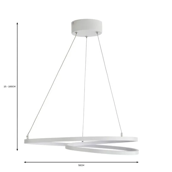 Swirl Hoop Semi Flush Ceiling Light - White, LED