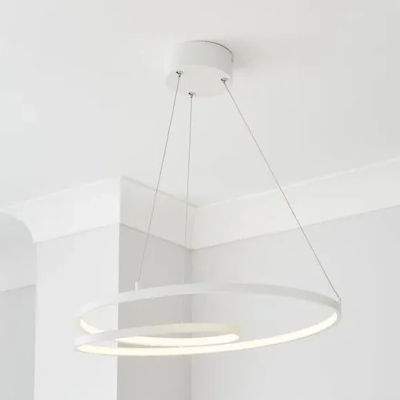 Swirl Hoop Semi Flush Ceiling Light - White, LED image