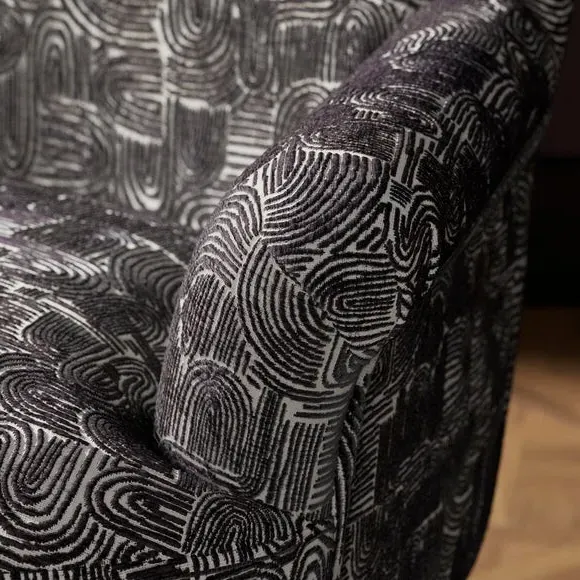 Swirl Print Armchair - Monochrome, Fabric