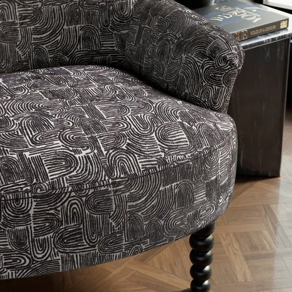 Swirl Print Armchair - Monochrome, Fabric