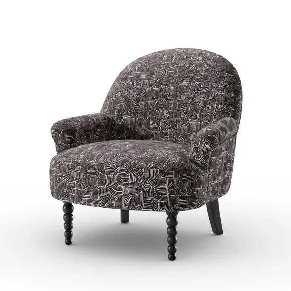 Swirl Print Armchair - Monochrome, Fabric