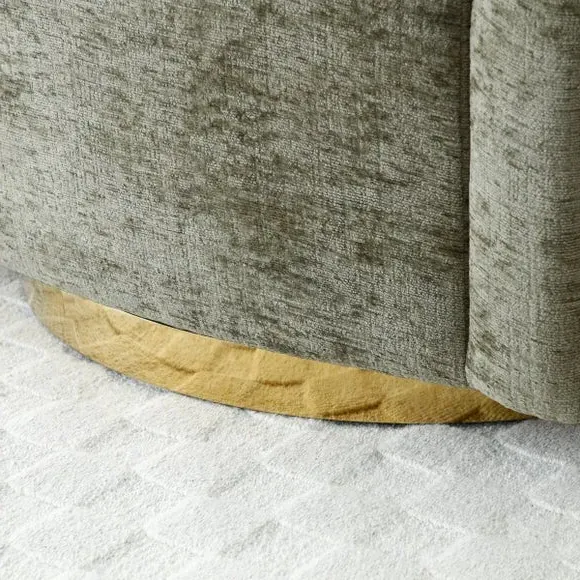 Swivel Armchair with Metal Base - Olive, Chenille