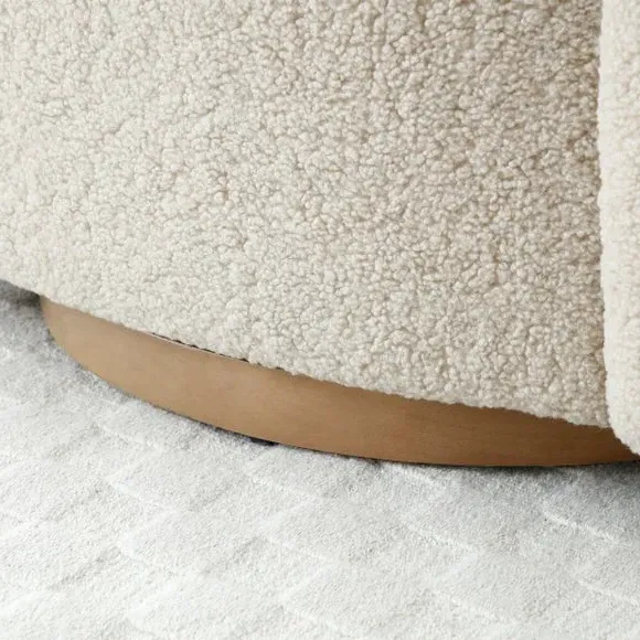 Swivel Armchair with Teddy Fabric - Natural