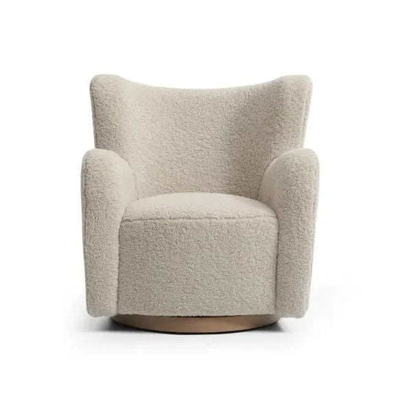 Swivel Armchair with Teddy Fabric - Natural
