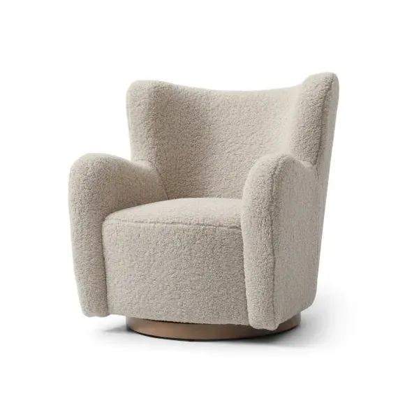 Swivel Armchair with Teddy Fabric - Natural