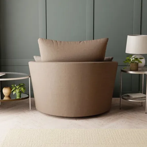 Swivel Chair with Cushions - Chocolate, Faux Leather