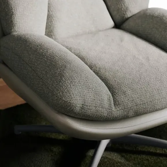 Swivel Chair with Footstool - Grey, Chenille