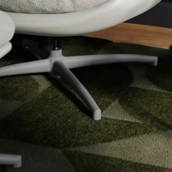 Swivel Chair with Footstool - Grey, Chenille