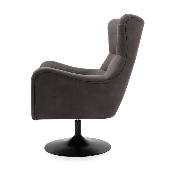Swivel Chair with Metal Legs - Dark Grey, Microsuede