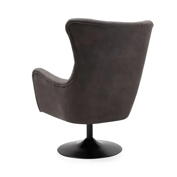 Swivel Chair with Metal Legs - Dark Grey, Microsuede