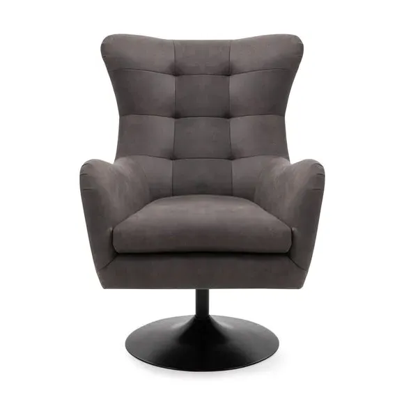 Swivel Chair with Metal Legs - Dark Grey, Microsuede