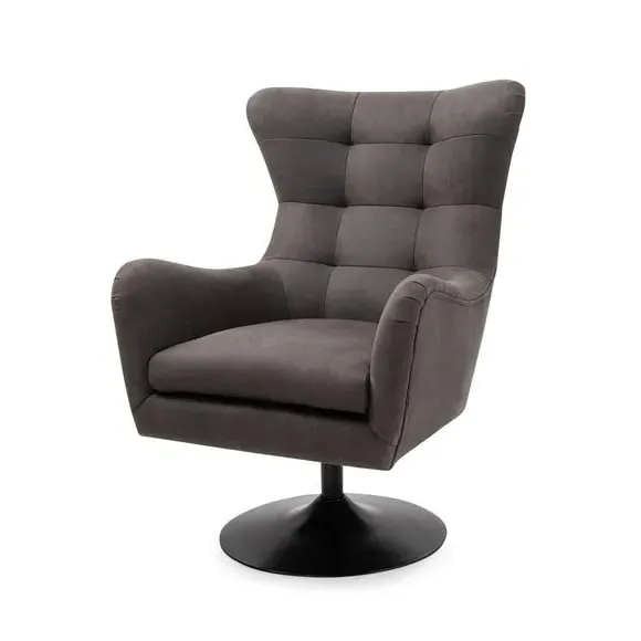 Swivel Chair with Metal Legs - Dark Grey, Microsuede image