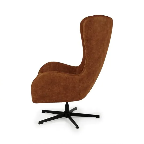 Swivel Chair with Metal Legs - Tan, Faux Leather