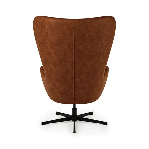 Swivel Chair with Metal Legs - Tan, Faux Leather
