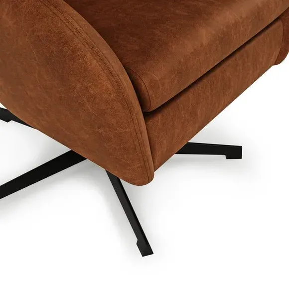 Swivel Chair with Metal Legs - Tan, Faux Leather