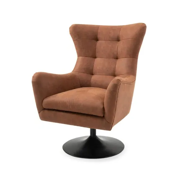 Swivel Chair with Metal Legs - Tan, Microsuede