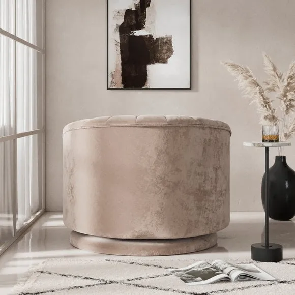 Swivel Chair with Scalloped Back - Mink, Chenille