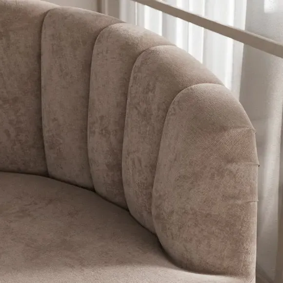 Swivel Chair with Scalloped Back - Mink, Chenille