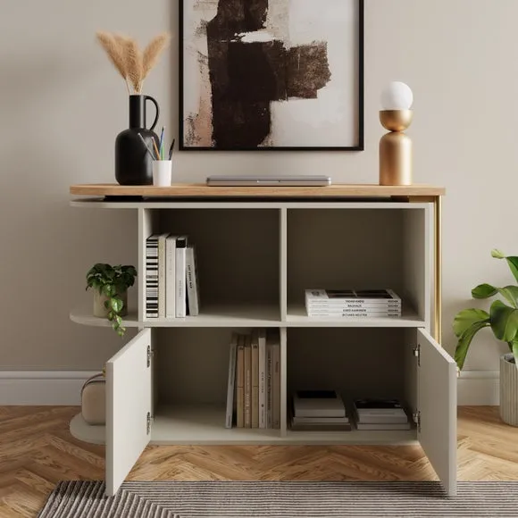 Swivel Desk with Shelves - Natural
