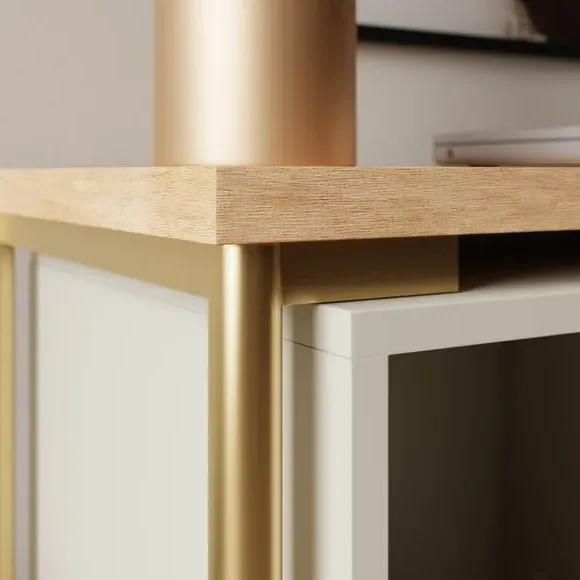 Swivel Desk with Shelves - Natural
