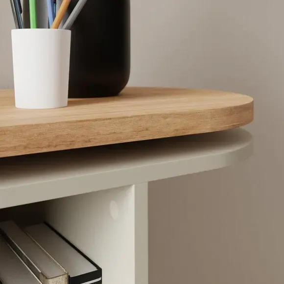 Swivel Desk with Shelves - Natural