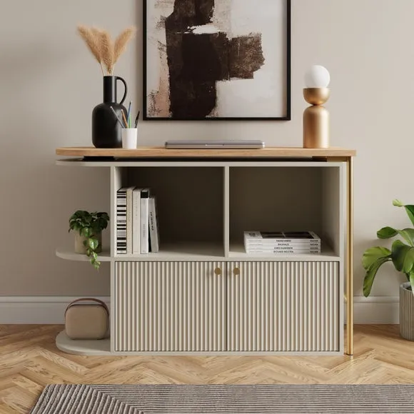Swivel Desk with Shelves - Natural image
