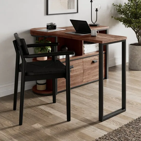 Swivel Desk with Storage - Pine