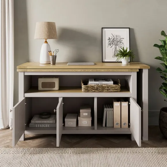 Swivel Desk with Storage - Stone, Wood Effect