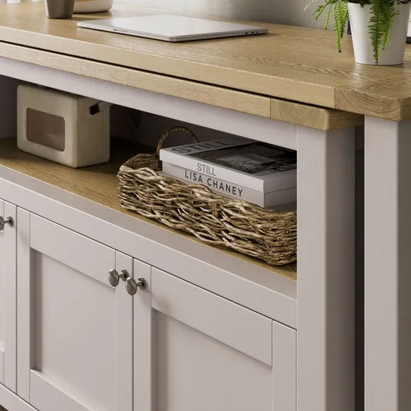Swivel Desk with Storage - Stone, Wood Effect