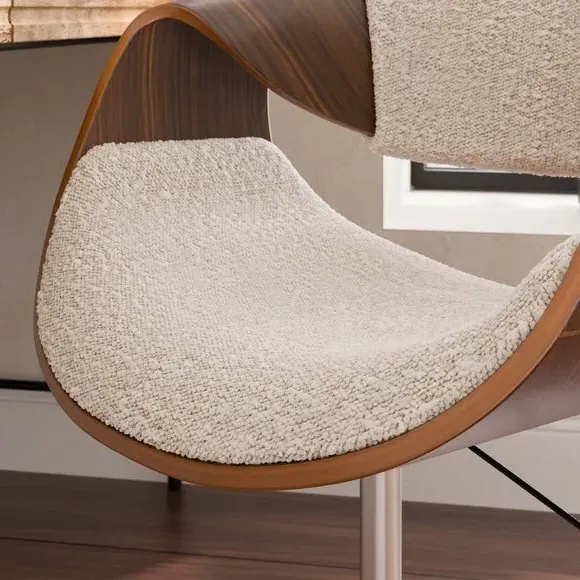 Swivel Office Chair Adjustable - White, Boucle