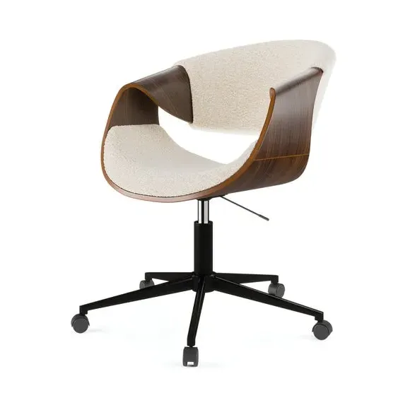 Swivel Office Chair Adjustable - White, Boucle