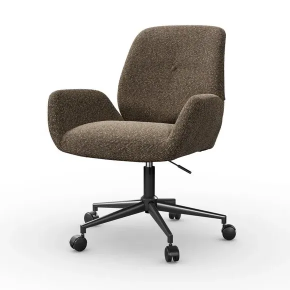 Swivel Office Chair Height Adjustable - Brown, Boucle